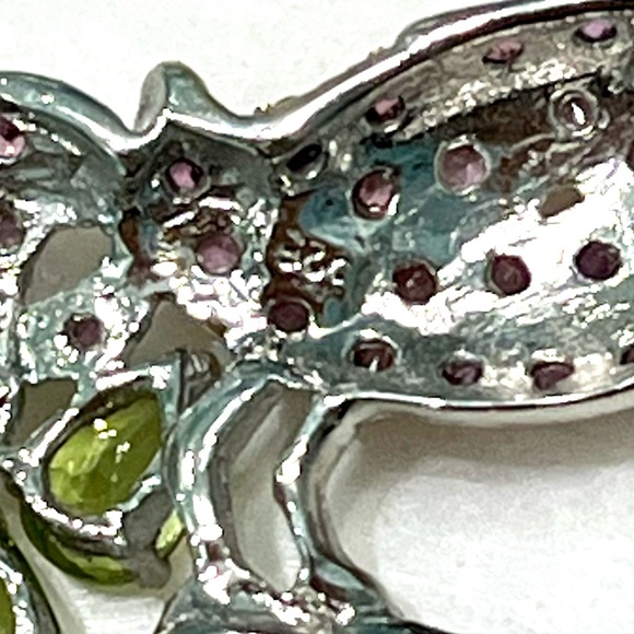 Peridot Garnet 14KGP Brooch - Picture 5 of 6